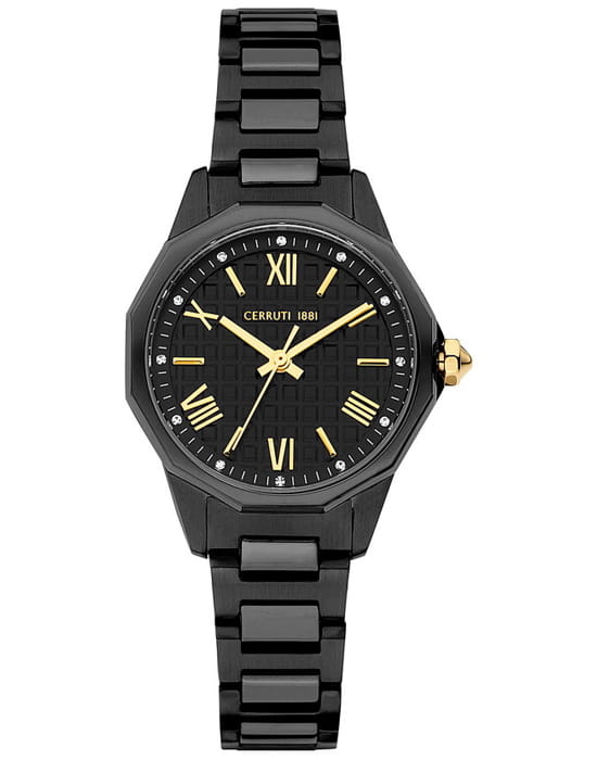 Cerruti 1881 Cerruti 1881 Jesina CIWLG2206004  CIWLG2206004 кварцевые женские часы черный циферблат, браслет нержавеющая сталь с ip-покрытием — вид спереди